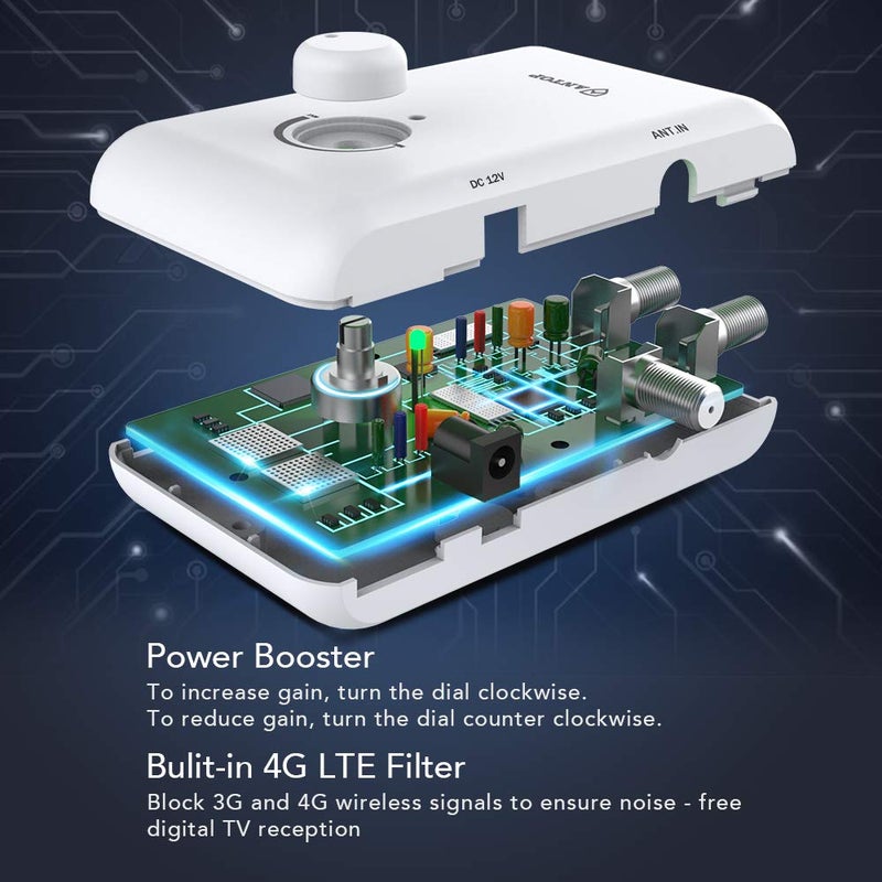 ANTOP HDTV ï¼† FM Amplified Antenna Outdoor Indoor 85 Miles AT-800SBS Antenna with Dual Outputs Smart Boost System, Support TV and Second Device-FM Stereo, a Second TV or Any OTA-Ready Streaming Device - Image 3